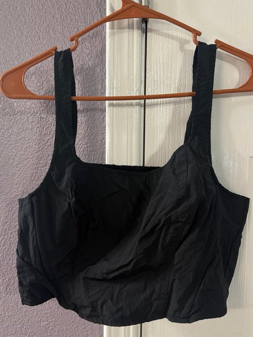 Divided Black Square Neck Crop Tank